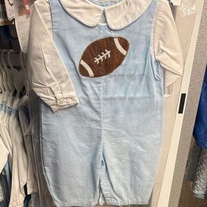 Petit Ami Blue and White Football One Piece